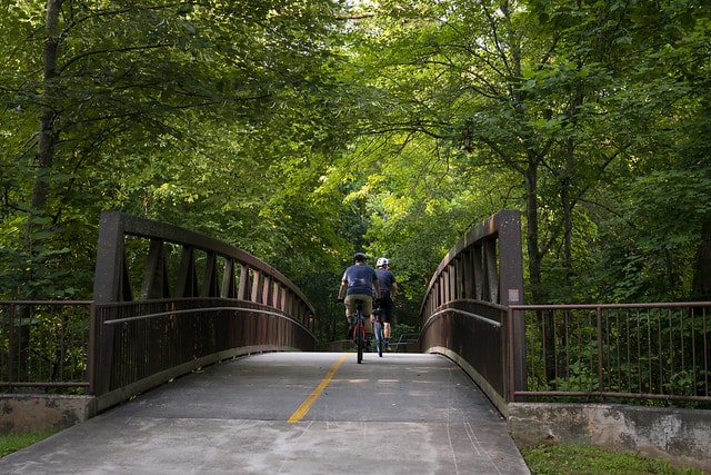 Bikers using path on Big Creek Greenway in Alpharetta