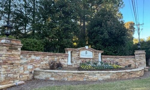 White Columns neighborhood sign in Alpharetta.