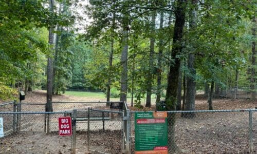 Dog park in Fowler park of Cumming, Georgia