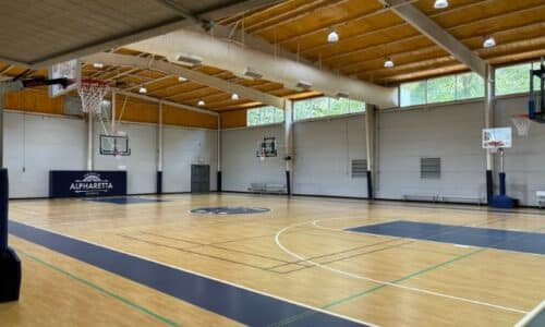 Indoor basketball court at Alpharetta's Wills Park Rec Center