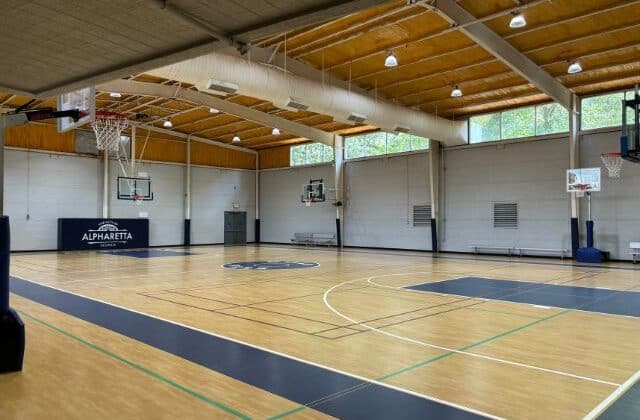 Indoor basketball court at Alpharetta's Wills Park Rec Center