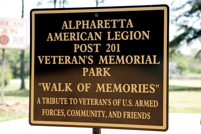 Entrance sign of Walk of Memories in Alpharetta, GA