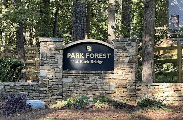 Park Forest neighborhood sign in Alpharetta, Georgia