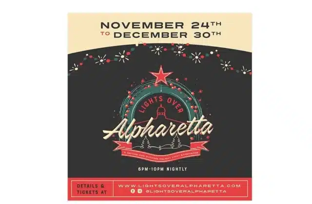 Online flyer for Lights Over Alpharetta event.